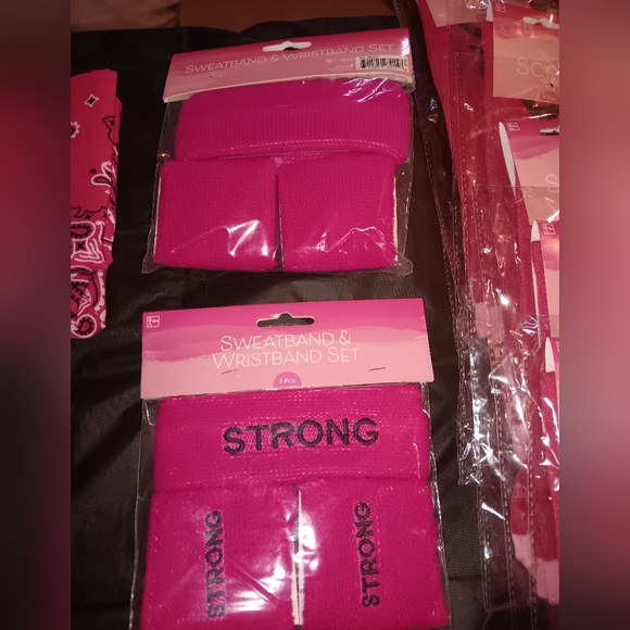 Strong Pink Sweatband & Wristband Set - Picture 1 of 1